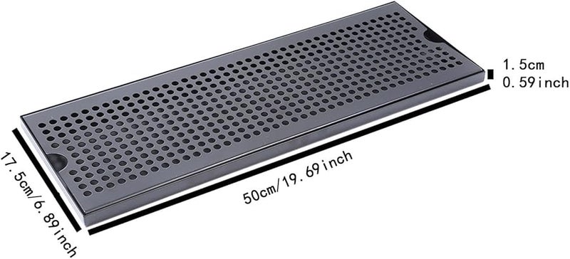 Stainless Steel Drip Tray with Removable Drain Plate 50x17 5x1 5cm for Kegerator Bar Espresso - Image 2